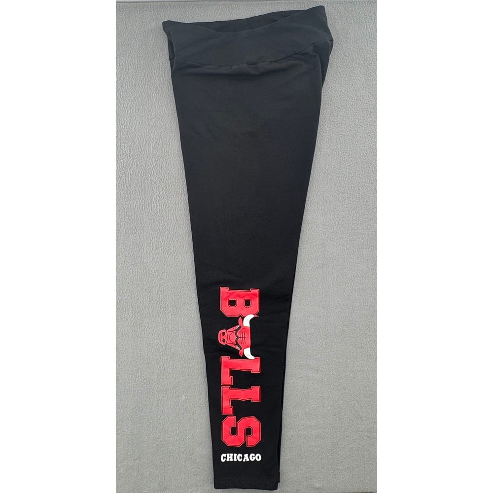 NBA Chicago Bulls Leggings S Black Graphic Logo Pants Basketball Activewear Fan